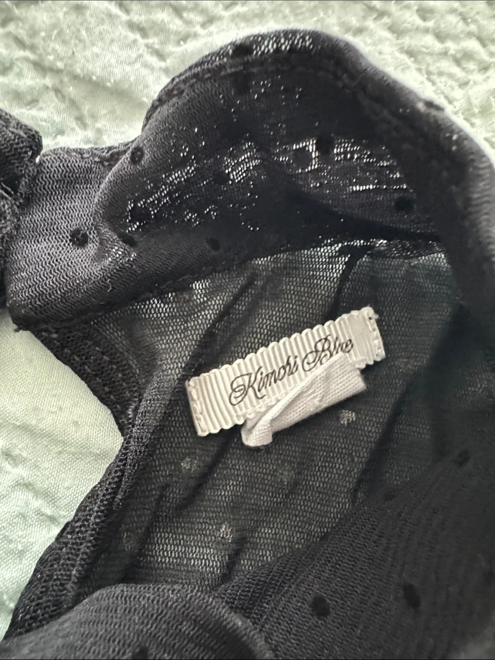 NWOT Sheer Kimchi Blue Black Swiss Dot Ruched Puff Sleeve Tee Swiss Dot - Picture 2 of 4